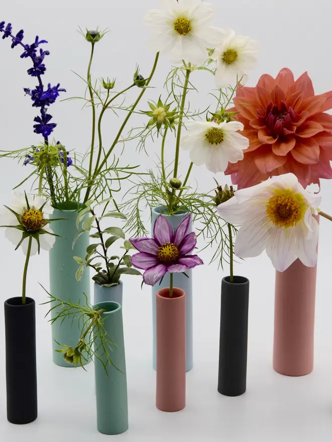 stem vases with flowers