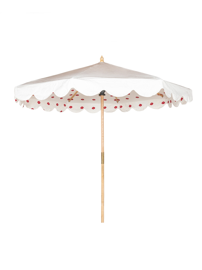 Red Lip Print Kiss Octagonal Garden Parasol