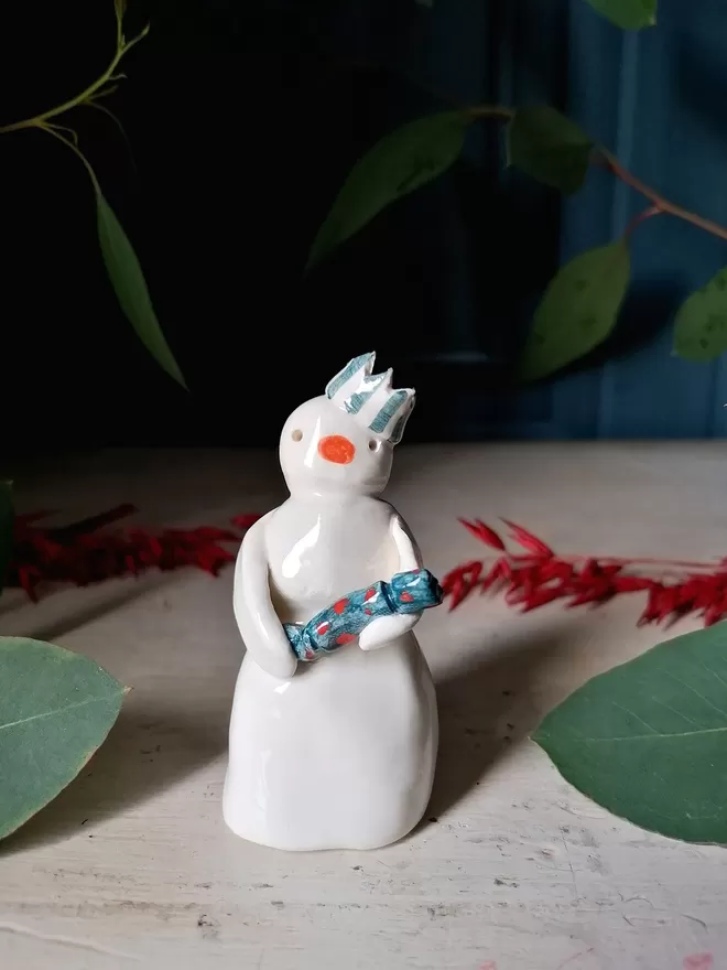 Carol ceramic unique hand painted snowman Christmas decoration