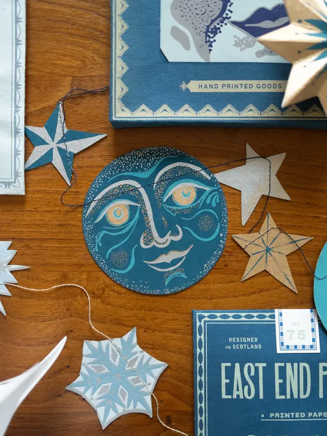 Man On The Moon Sewn Garland (Set Of 6)
