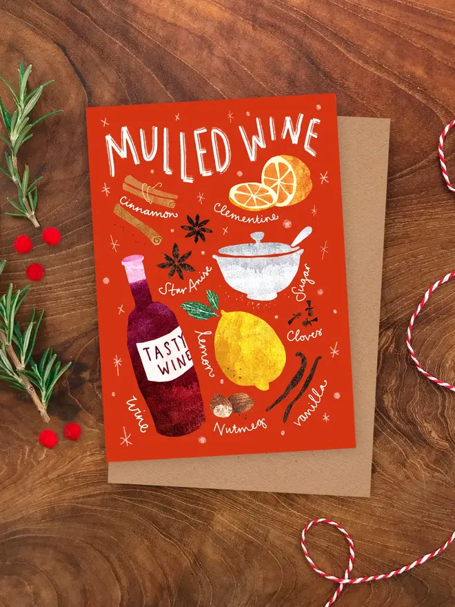 christmas recipe illustrated card pack