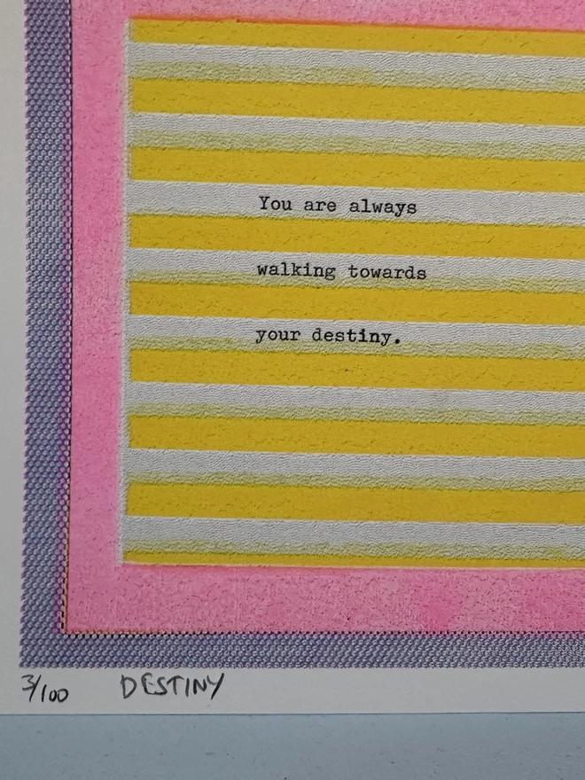 striped sweet packet art print a5 risograph closeup