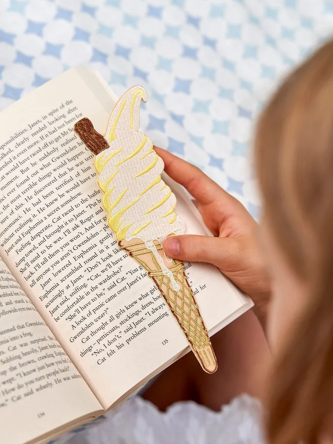 Embroidered Fabric Ice Cream Bookmark 