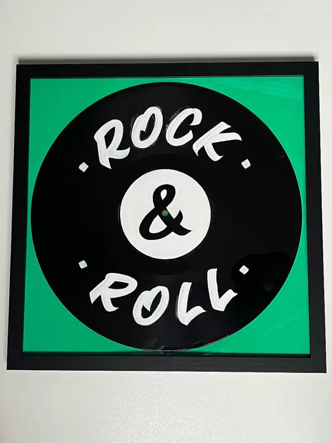 rock & roll vinyl in black frame