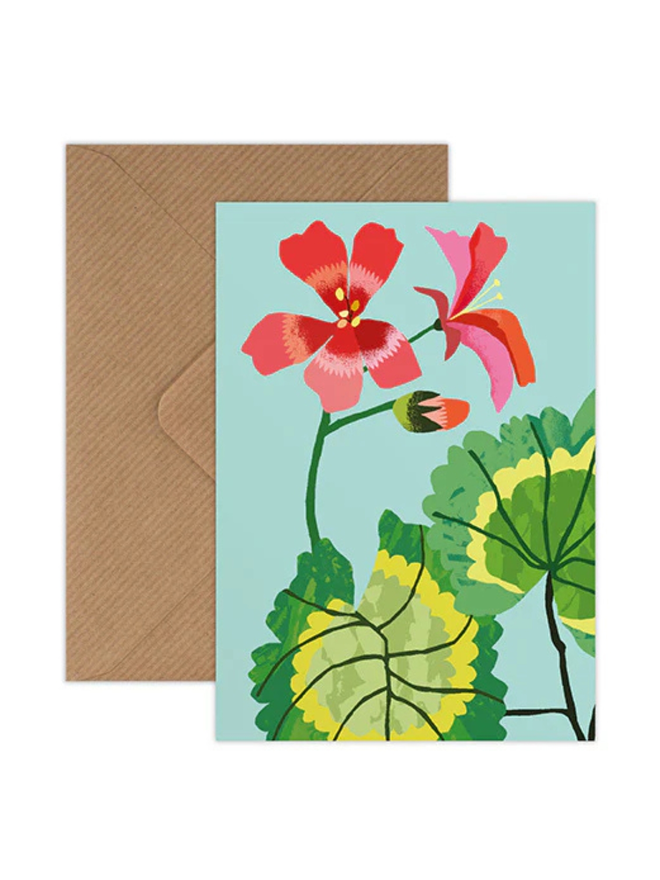 illustrated geranium mini card