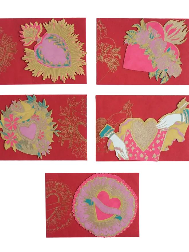 Love Heart Notecards (Pack Of 5)