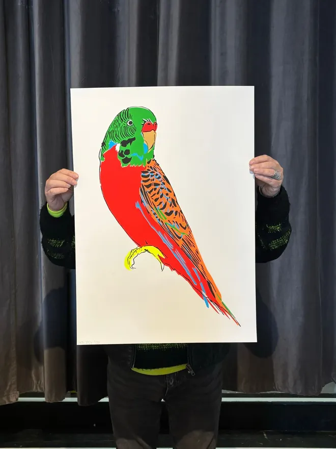 Budgerigar Screenprint - Red