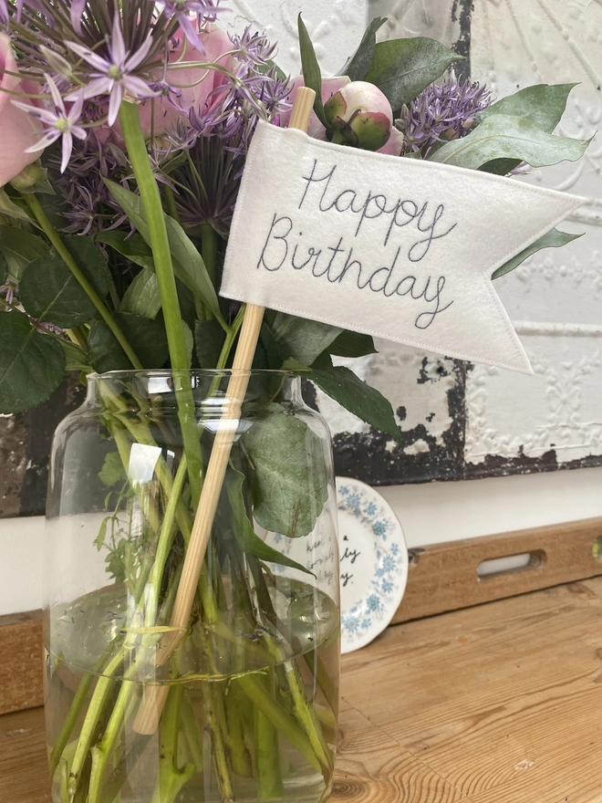 Happy Birthday Celebration Large Personalised Vase Flag