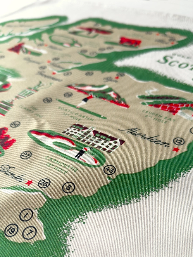 Golf Scotland Tea Towel Close up