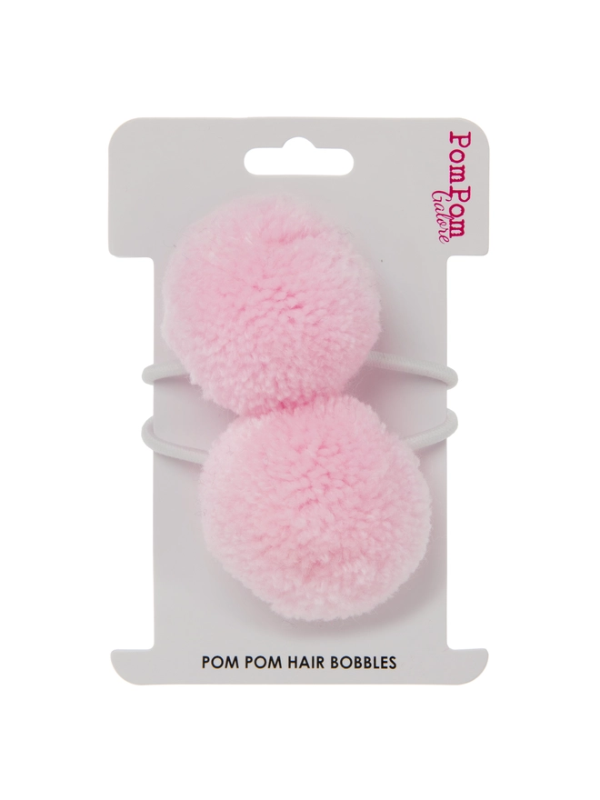 pom pom hair bobble elastic set of 2 4cm baby pink