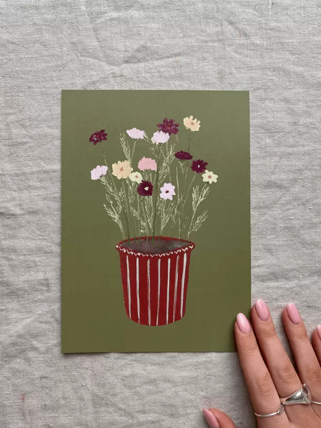 Print of Cosmos flowers in a pot
