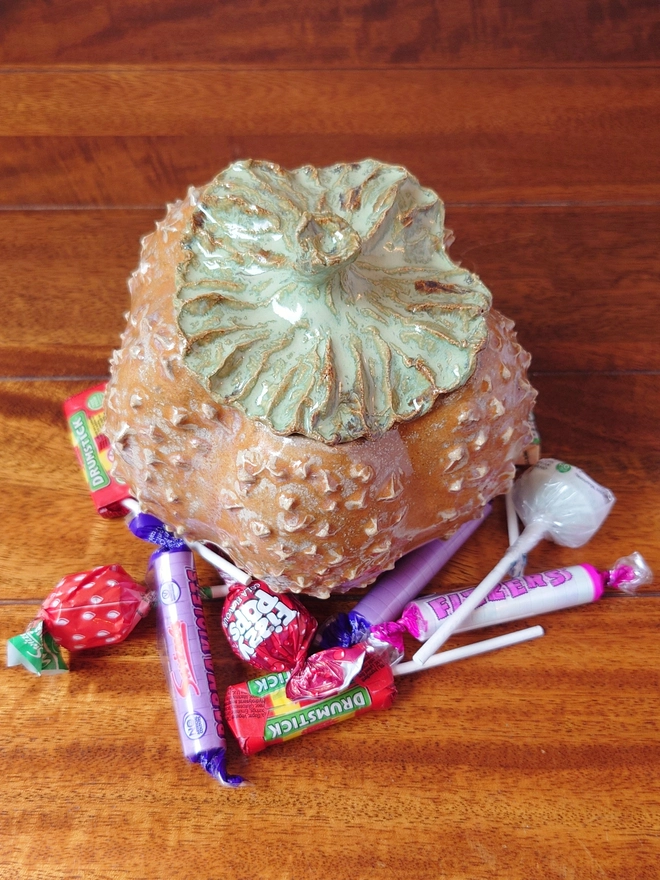 Pumpkin Jar Lidded Pot Halloween Decor