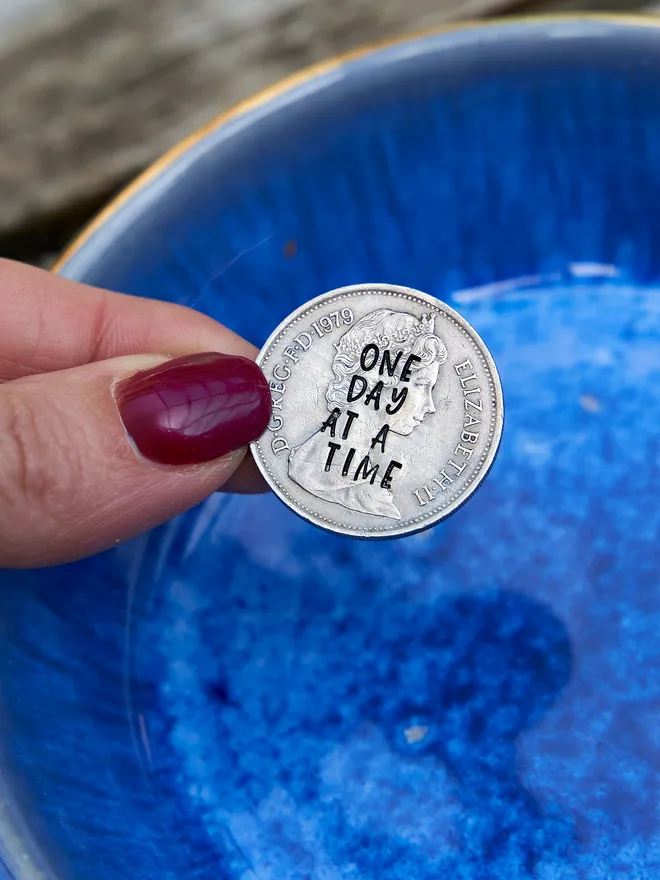 'One Day At A Time' Stamped Coin