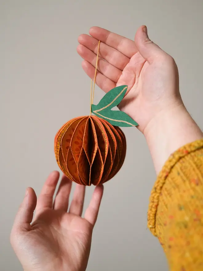 Orange Honeycomb Ornament (Set Of 6)