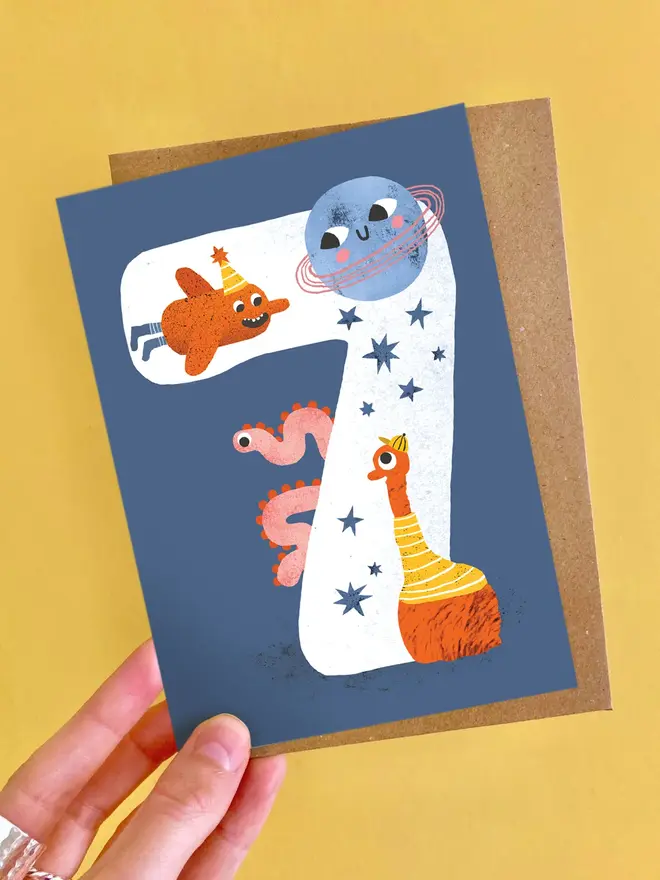 crazy critters 7th birthday card