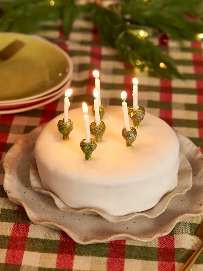 Ceramic brussel sprout shaped candle holders