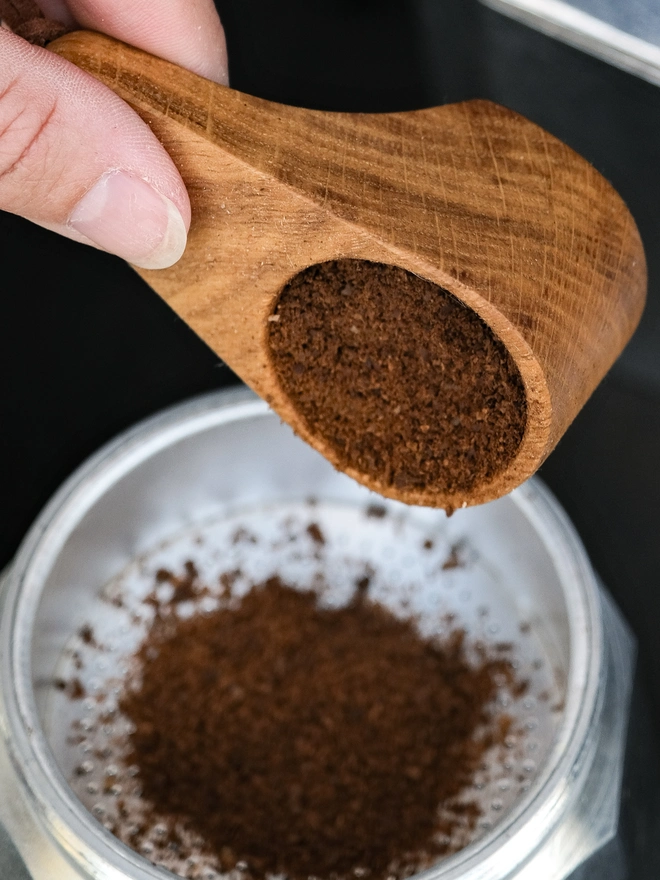 wooden coffee scoop