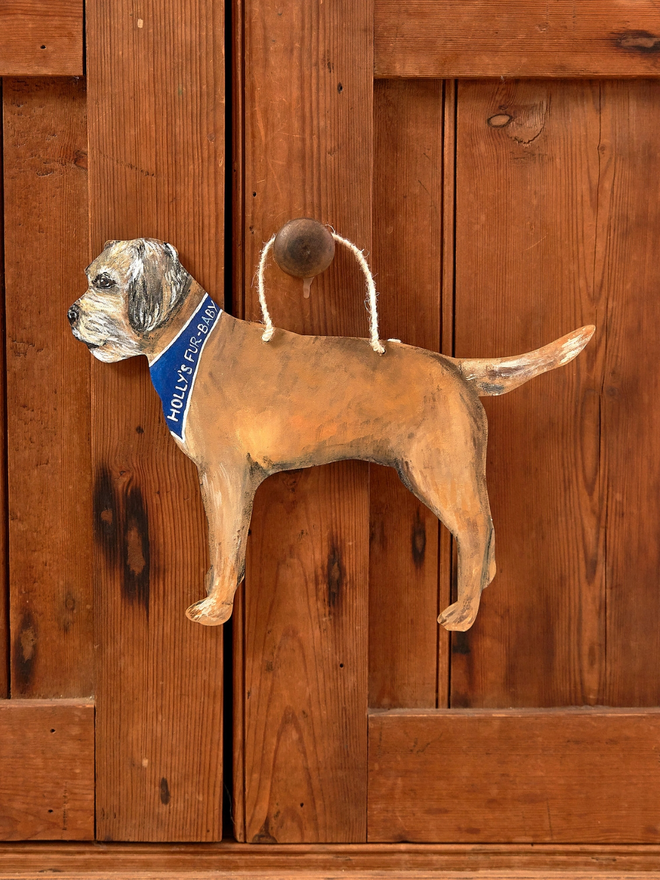 Border terrier hand painted portrait hanging decoration