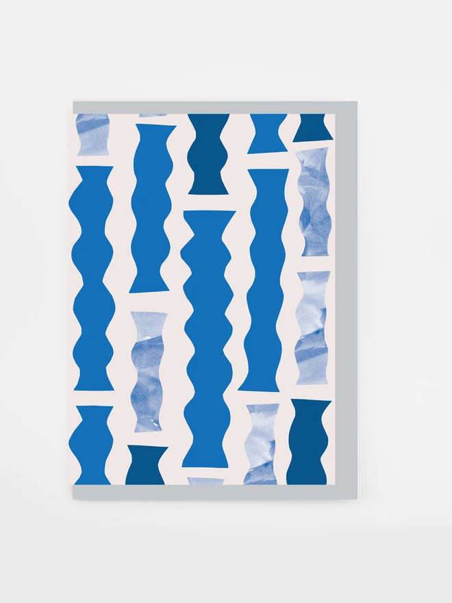 blue column pattern greeting card