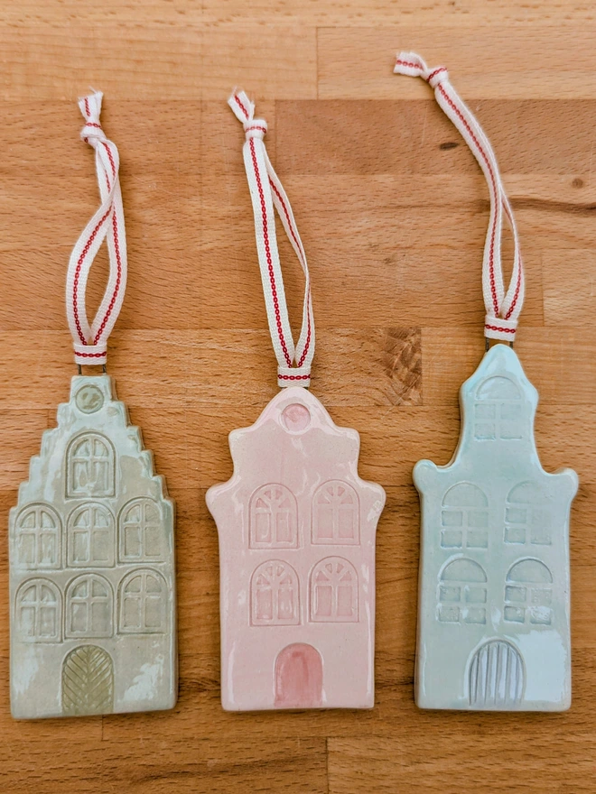 Scandi Christmas houses handmade by Sea Bramble Ceramics 