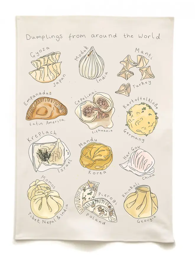 Dumplings From Around The World Tea Towel