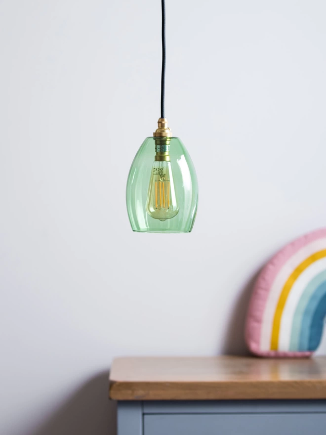 Small Green Glass Pendant Light 