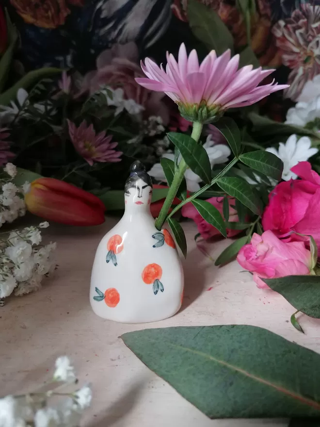 Winnie ceramic unique hand painted flower holder