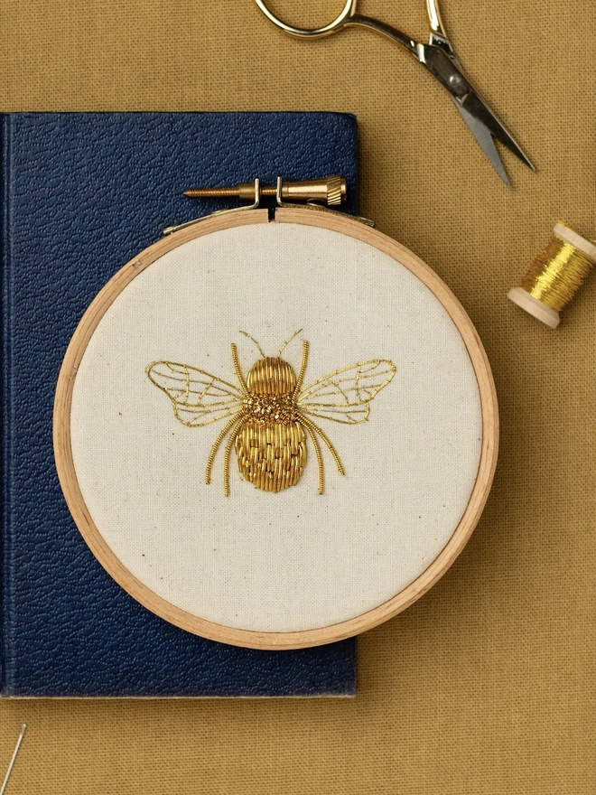 Bee Embroidery Kit - Gold