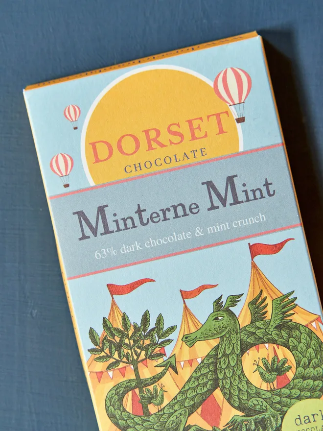 dorset chocolates Minterne Mint chocolate bar with dragon illustration