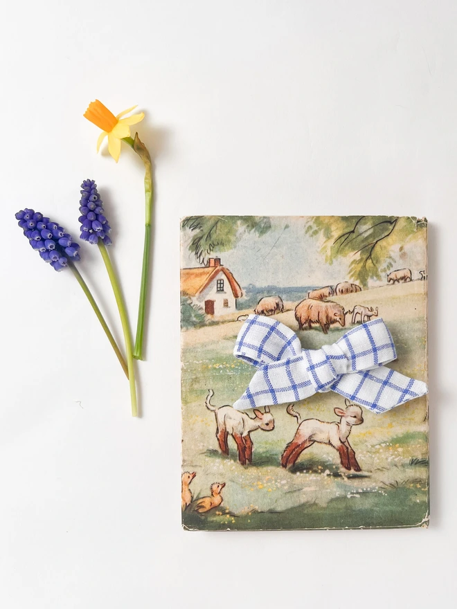 Hair Bow On A Vintage Book With Flowers
