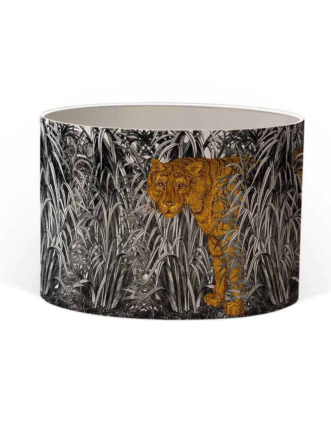Mountain and Molehill – Tiger in leaves lampshade cut out 