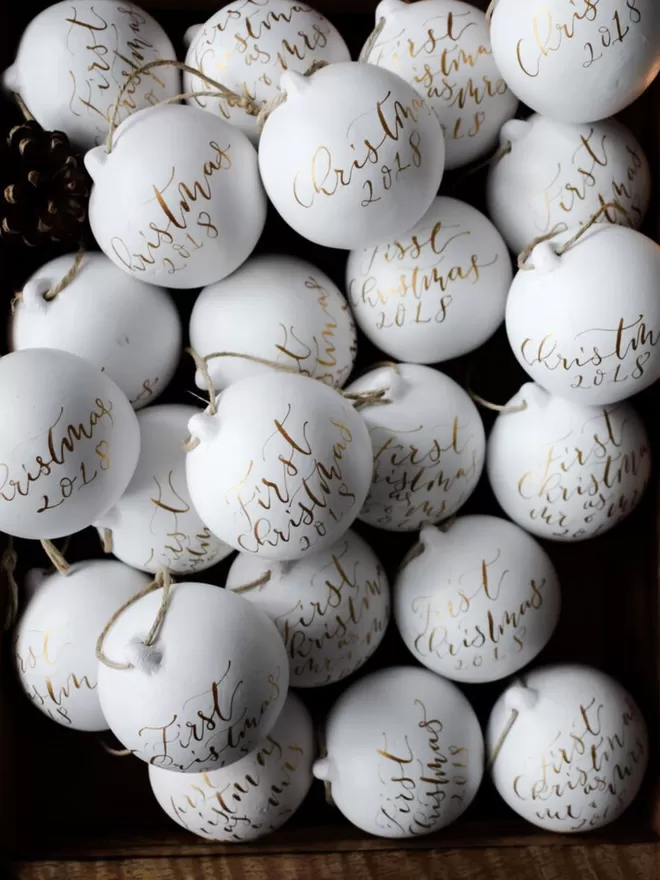 Personalised Calligraphy Christmas Bauble