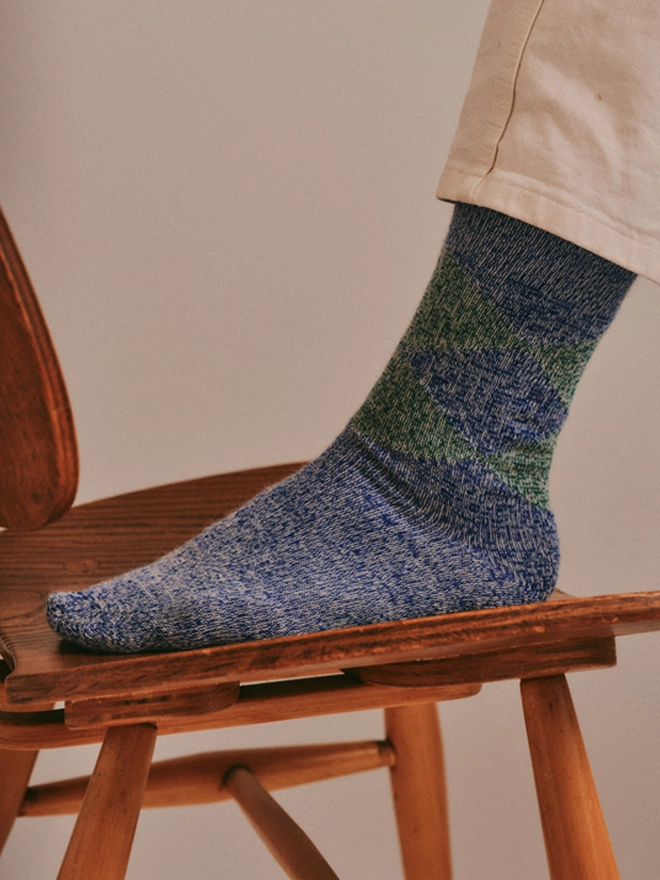 mens alpaca blue argyle