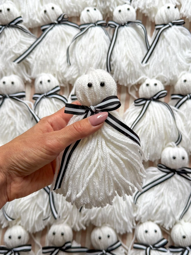 Spooky Season Halloween fabric banner with ghost tassels
