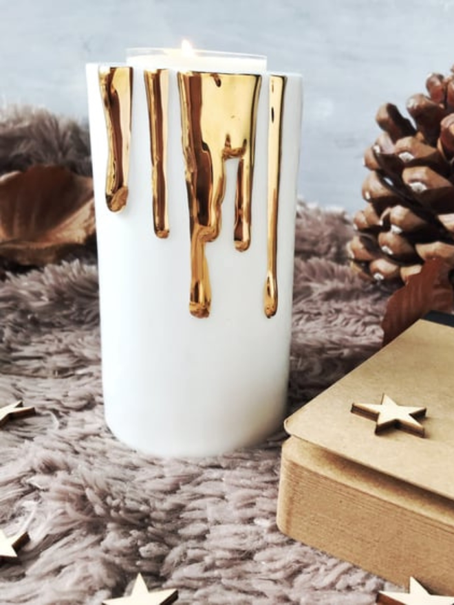 White melded candle holders