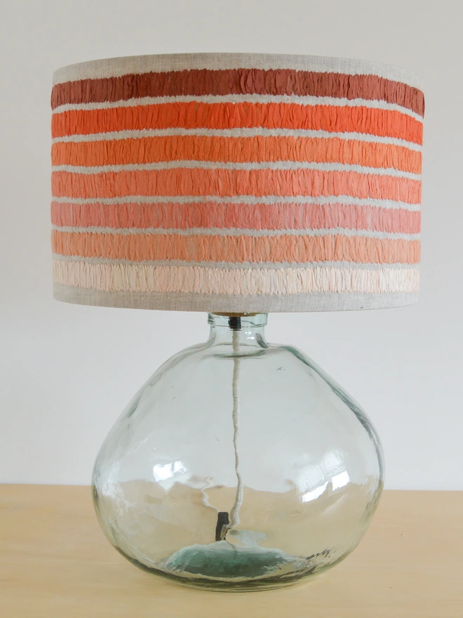 Pink Stripe Embroidered Lampshade