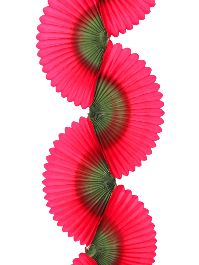 Two-Tone Fan Garland 1.75m, Crimson & Moss