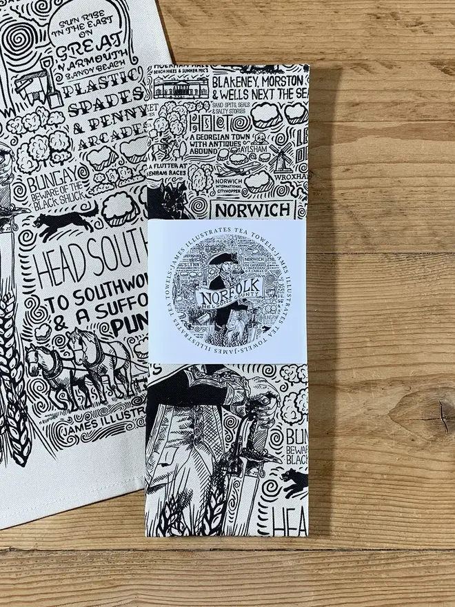 Norfolk Print Tea Towel Packaged