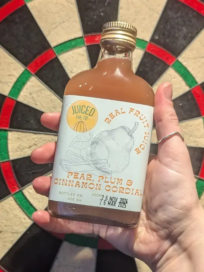 pear plum cinnamon cordial juice bottle