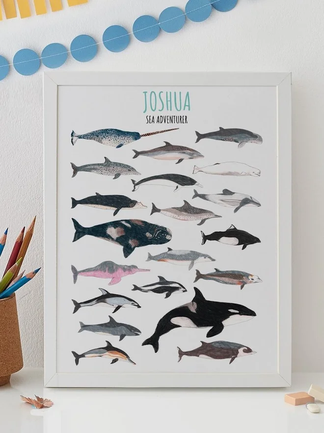 Personalised Whales And Dolphin Print