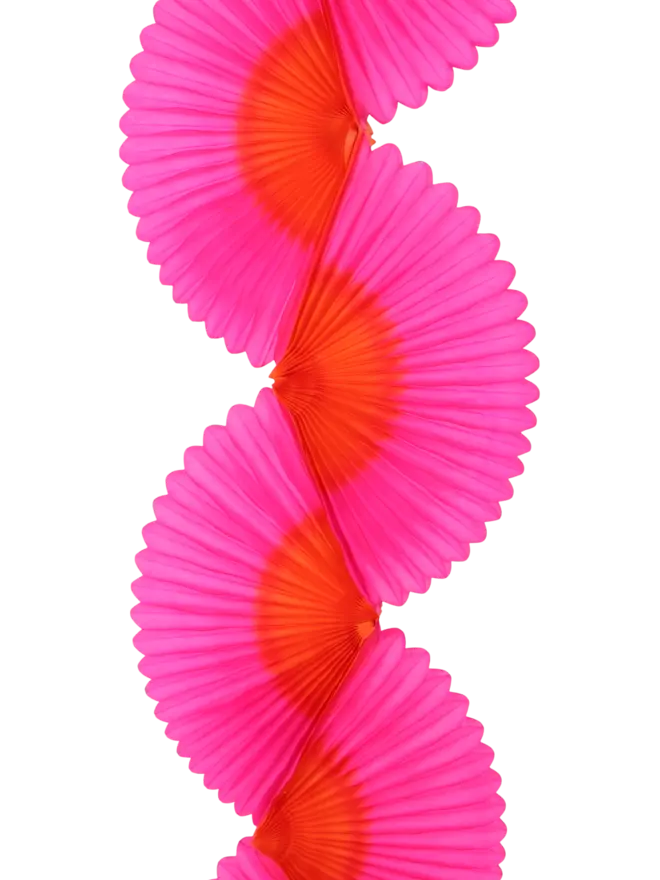 Two-Tone Fan Garland 1.75m, Fuchsia & Tangerine