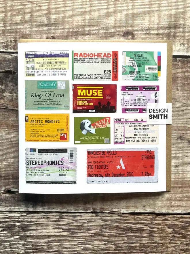 Noughties Gig Ticket Blank Greetings Card