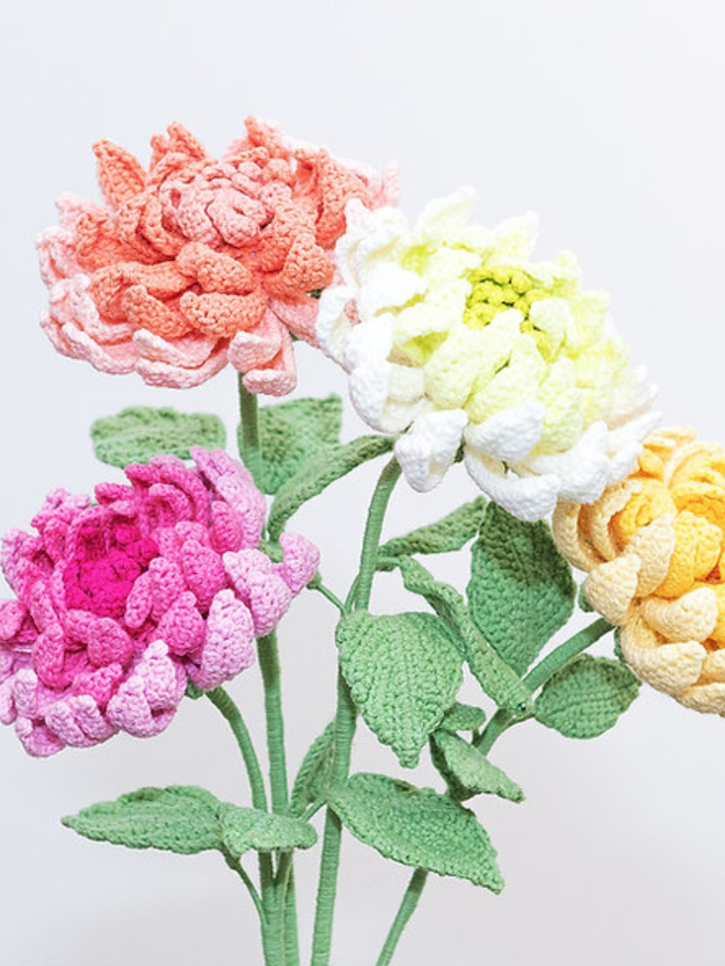 crochet dahlia flower stems