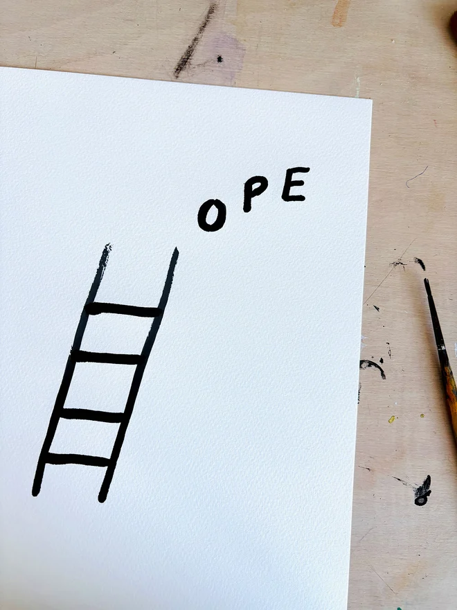 An ink drawing to represent the feeling of hope. It looks like a Hope ladder