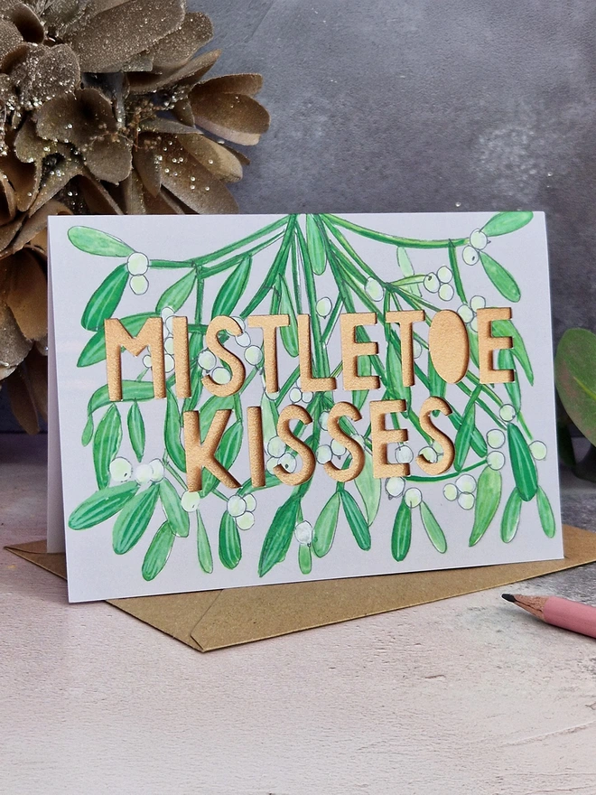 Mistletoe Kisses Christmas Card