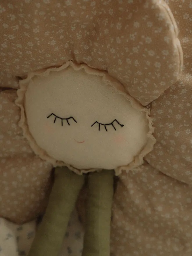 Beige Flower Pillow, Baby Girl Nursery Decor, Botanical Wall Hanging