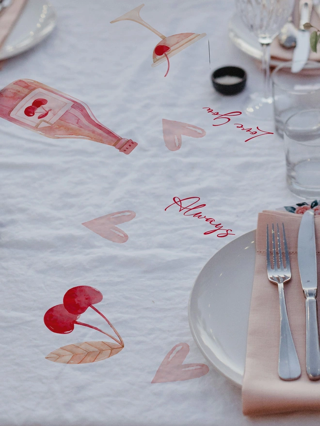 Ma cherie tablecloth sticker set for valentines day