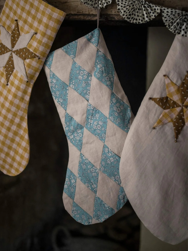 harlequin patchwork christmas stocking