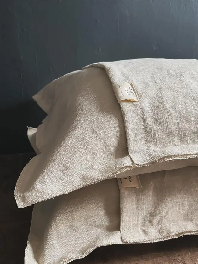 feather filled linen cushions