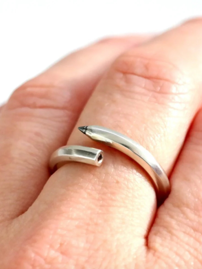Black Diamond Pencil Ring. A black diamond pencil ring.